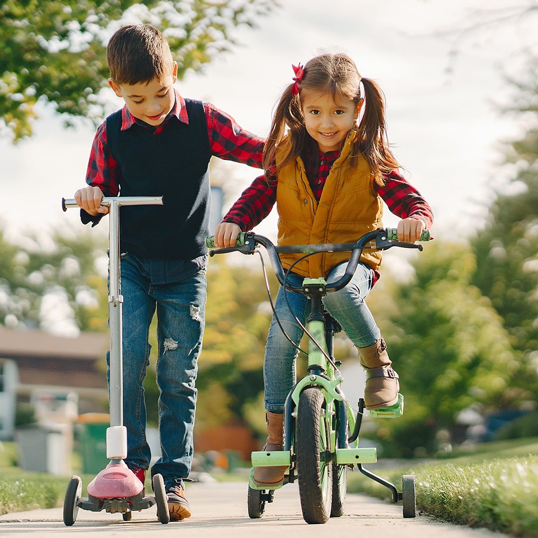 two children playing outside